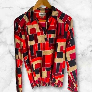 Vintage Graff by UM Company Blouse Red/Orange/Blk Size Medium EUC